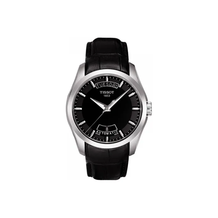 TISSOT Kutu Collection Automatic Mechanical Movement Men's Watches Watch 39mm Black Dial Leather Strap