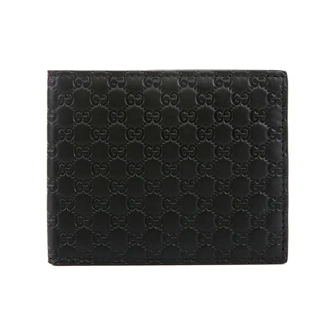 GUCCI Wrinkle Free Cow Leather Wallets Card Holders Men's Black