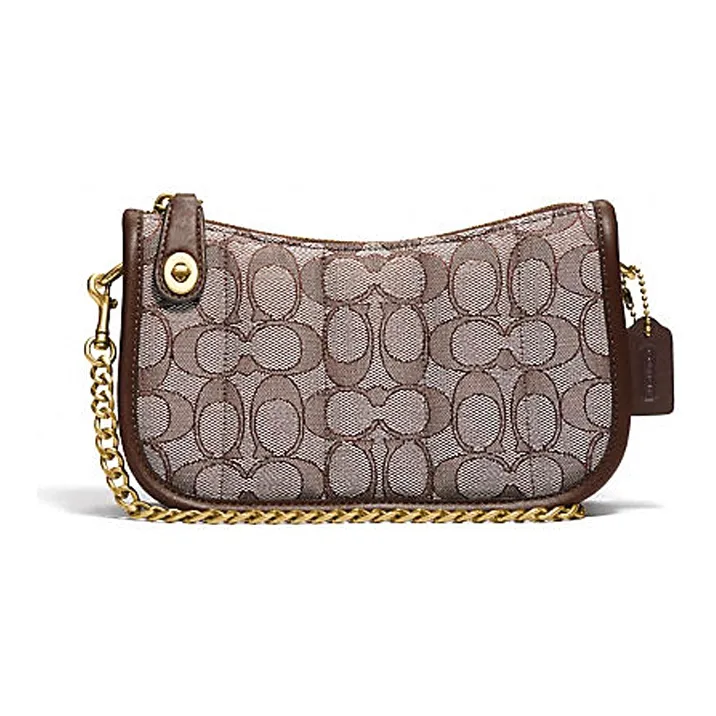COACH Canvas With Leather Pochette, Shoulder Bag Trumpets Women's Brown