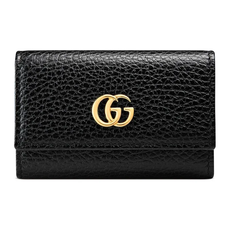 GUCCI GG Marmont Leather Key Pouch Mini Women's Black