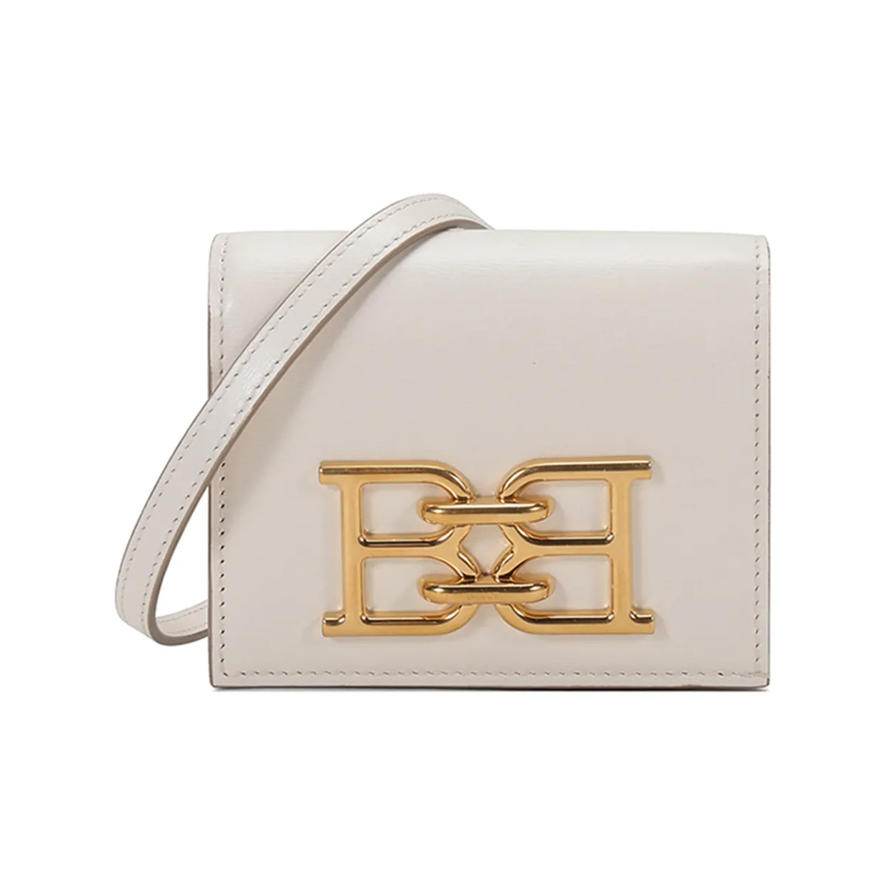 BALLY B Цепочка Кожа Кошелек Сумка через плечо Сумка на плечо Женская Костяной Белый