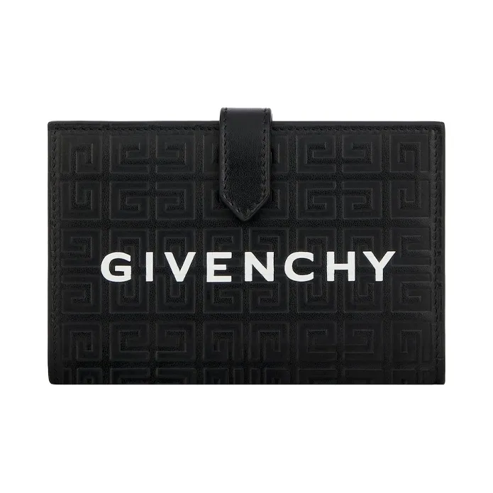 Givenchy Cow Leather Coin Purse Card Holder Money Clip Unisex Black