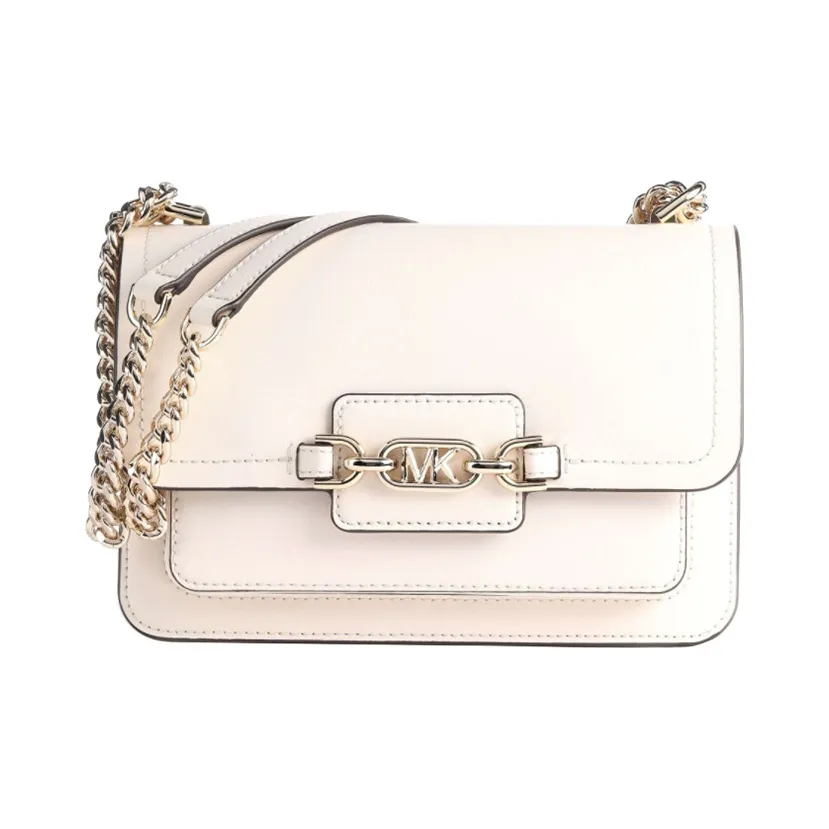 MICHAEL KORS Heather Leather Small Square Bag, Envelope Bag, Flap Bag, Chain Bag, Shoulder Bag Small Size Women's White