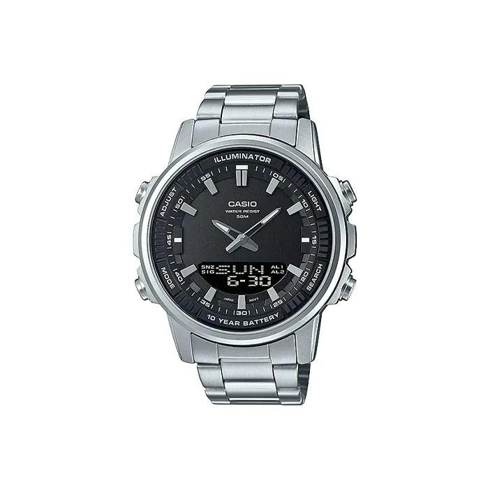 CASIO Платье Кварцевый механизм Нержавеющая сталь Ремешок Часы Мужские Черный циферблат