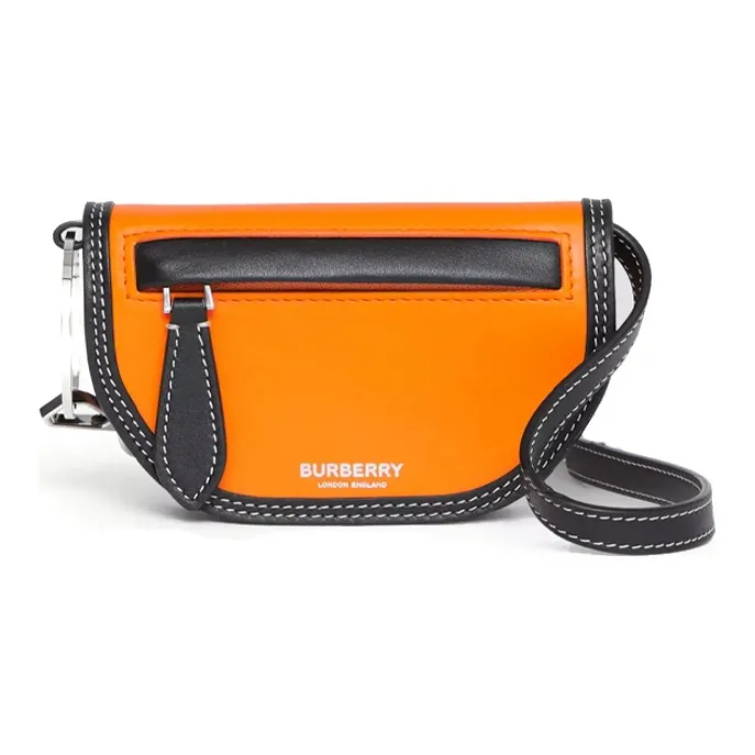 Burberry Cow Leather Arlia Crescent Bag Handbag, Shoulder Bag, Crossbody Bag Card Holder Unisex Deep Orange