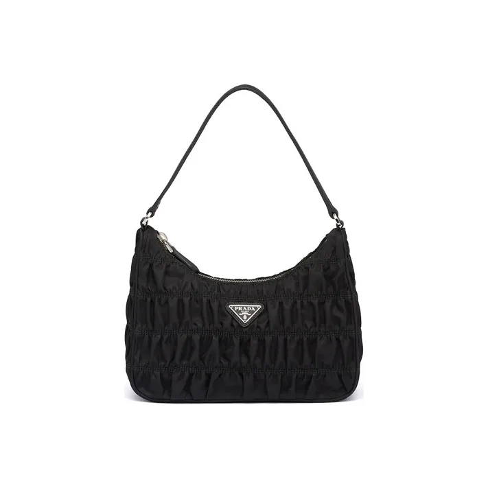 PRADA Nylon Fabric With Saffiano Leather Handbag Mini Women's Black