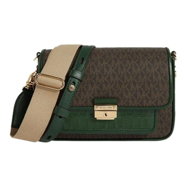 MICHAEL KORS Bradshaw Polyester Crossbody Bag Women's Dark Brown & Green