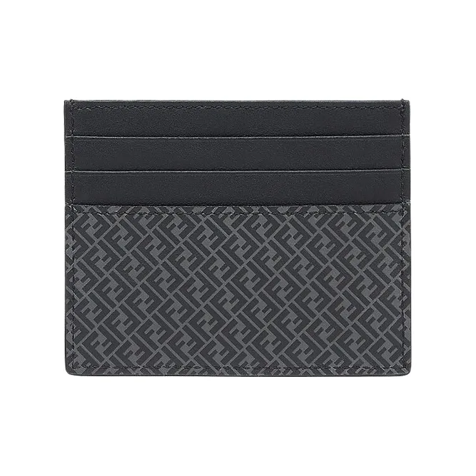 FENDI Calfskin Card Holder Card Holder Men's Black Gray