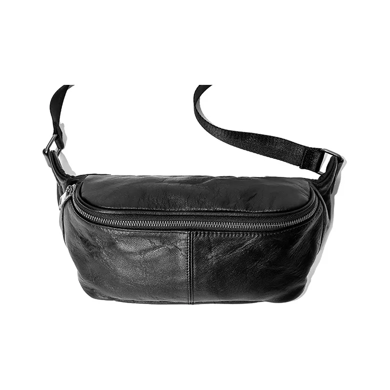 Ace Paul Сумка через плечо из крупнозернистой текстуры коровьей кожи Слинг-сумка Сумка на пояс Большая унисекс Черная