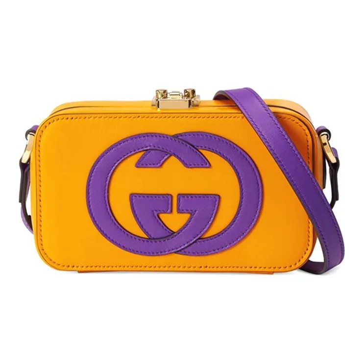 GUCCI Leather Shoulder Bag, Crossbody Bag Mini Unisex Yellow & Purple