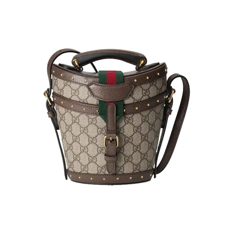 GUCCI Leather Hats & Caps, Box Bag, Bucket Bag, Crossbody Bag, Shoulder Bag Mini Unisex Ebony & Brown