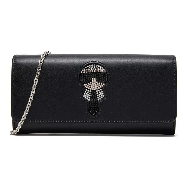 FENDI Calfskin Wallets Shoulder Bag Crossbody Bag Women's Black