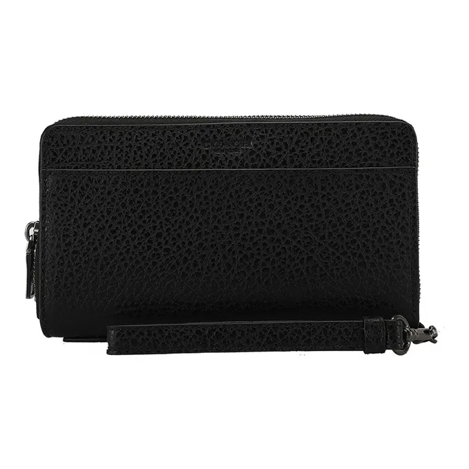 COACH Double Zip Wallet Leather Clutch Wallet Tubas Men's Black