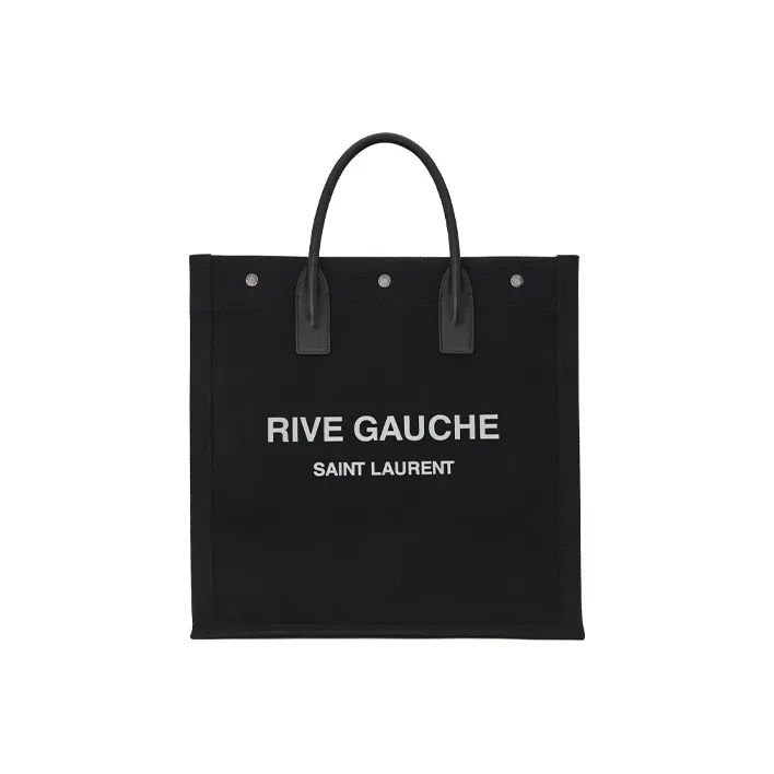 SAINT LAURENT Rive Gauche Canvas With Leather Vertical Shoulder Bag Crossbody Bag Handbag Regular Unisex Black