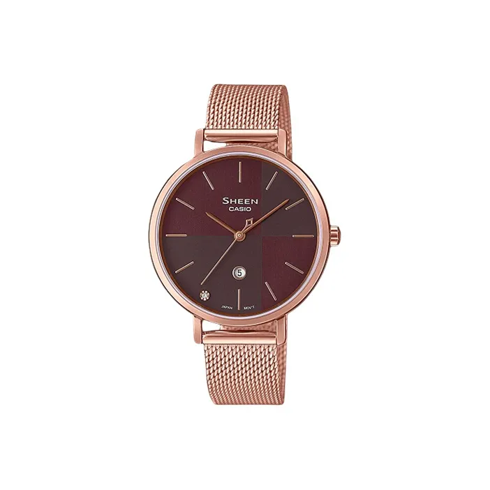 CASIO SHEEN Sapphire Crystal Collection Кварцевый механизм часы с ремешком из нержавеющей стали женские часы