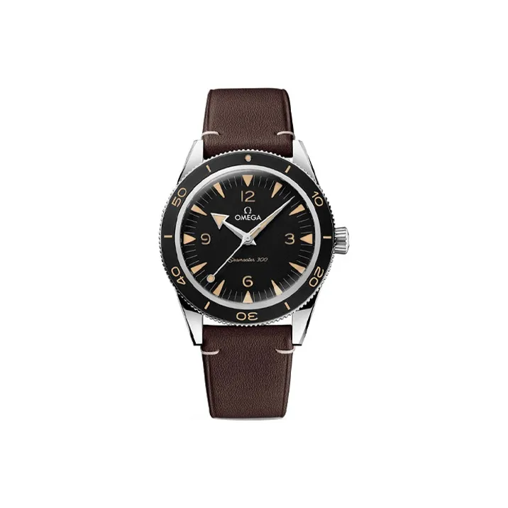 OMEGA Seahorse Series Heritage Watch Automatic Mechanical Movement Men's Watches Watch 41mm Black Dial Leather Strap