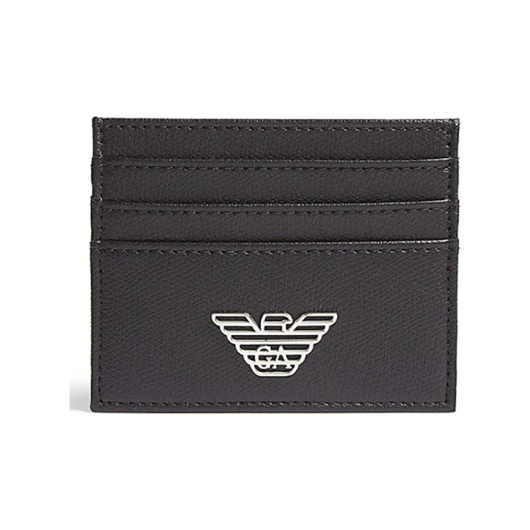EMPORIO ARMANI Leather Card Holder Card Holder Unisex Black