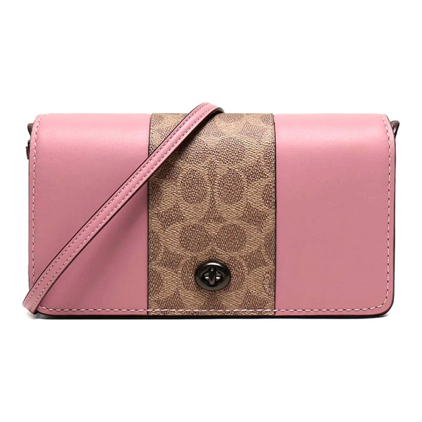 COACH Dinky Покрытие Холст Сумка через плечо Сумка на плечо Средняя Женская Коричневая Желтая Розовая