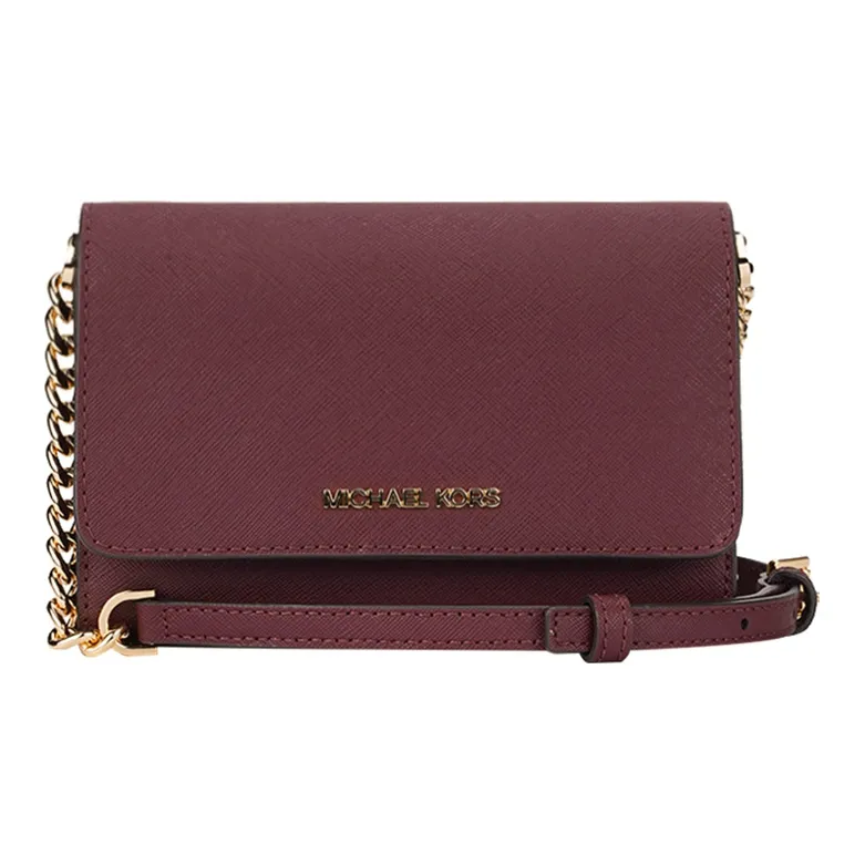 MICHAEL KORS MICHAEL KORS Handbag Collection Jet Set Cow Leather Envelope Shoulder Bag Medium Size Women's Burgundy