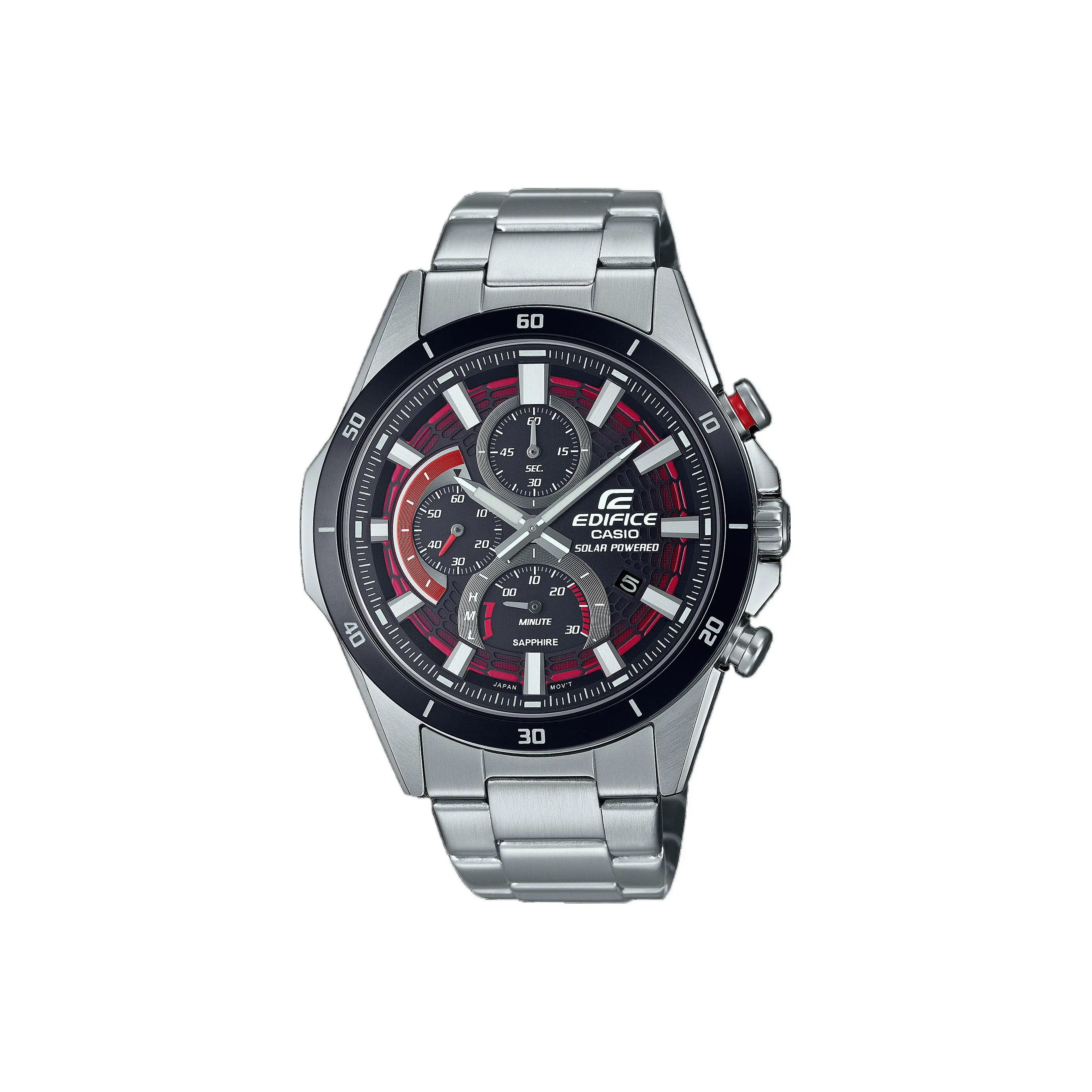 CASIO EDIFICE Collection Солнечный кварцевый механизм механизм нержавеющая сталь ремешок часы для мужчин черный циферблат