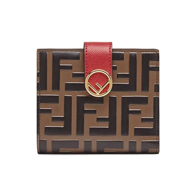 FENDI F is Fendi Кошелек из коровьей кожи Женские Коричневый Красный