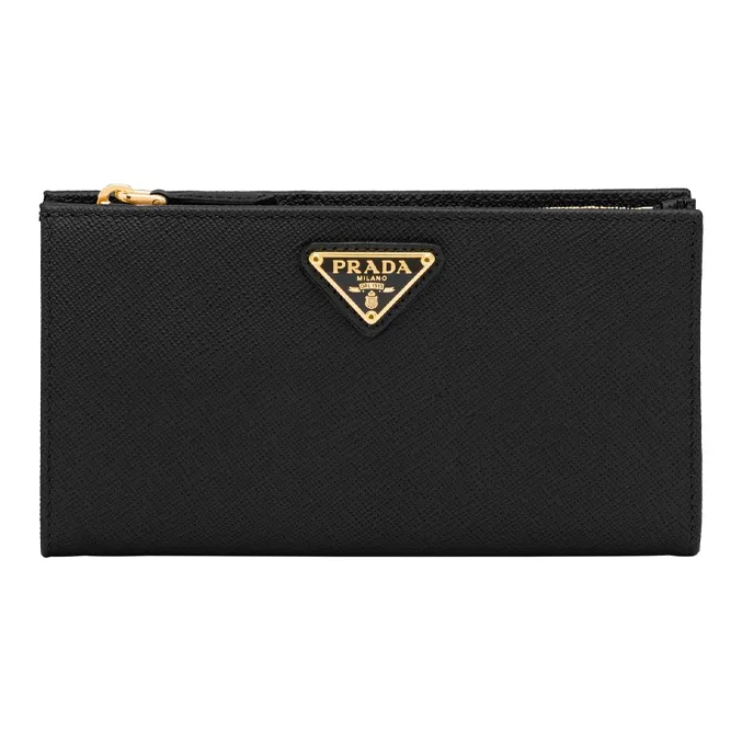 PRADA Saffiano Leather Wallet Women's Black