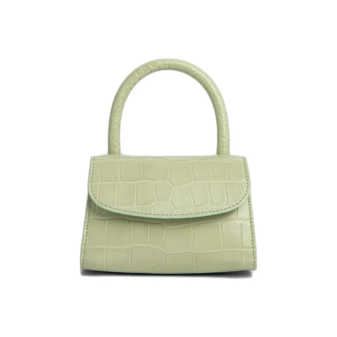 By Far CrocoRachel Crocodile Embossed Leather Shoulder Bag, Crossbody Bag, Handbag Mini Women's Green