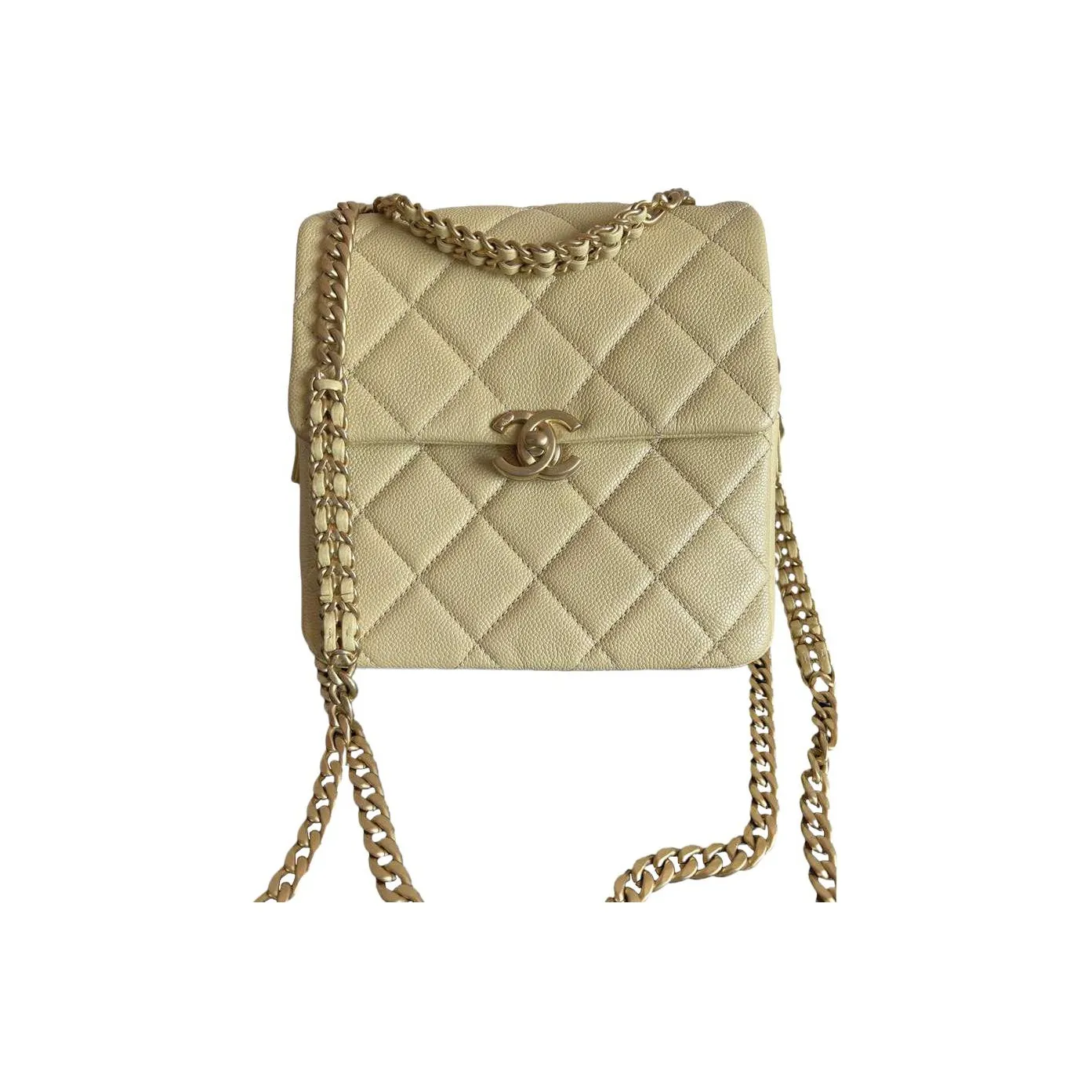 CHANEL 22SS Calfskin Backpack, Shoulder Bag, Crossbody Bag Women's Chick Yellow Color