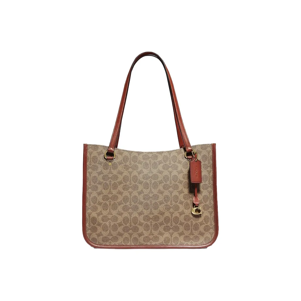 COACH Tyler Leather Handbags Shoulder Bags Women's Orange Red & Brown