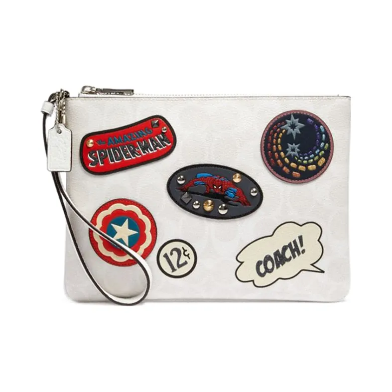 COACH Marvel collaboration Gallery Кожа Холст Клатч Средний Женские Белый