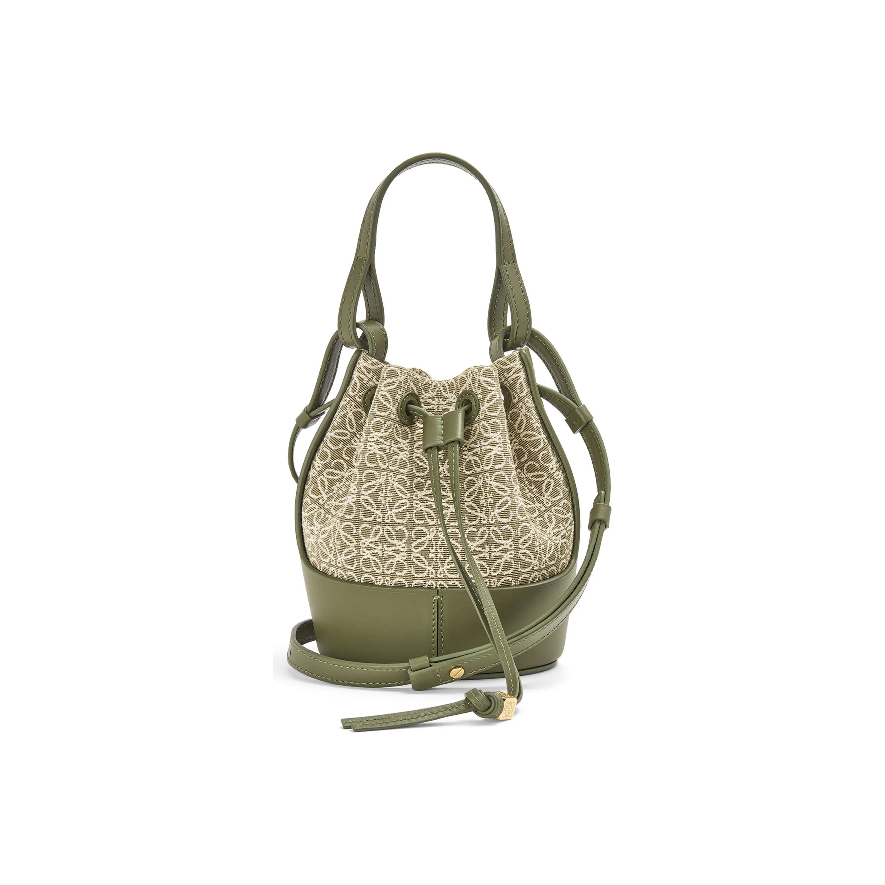 LOEWE Balloon Calfskin Canvas Crossbody Handbag Shoulder Bag Mini Women's Green