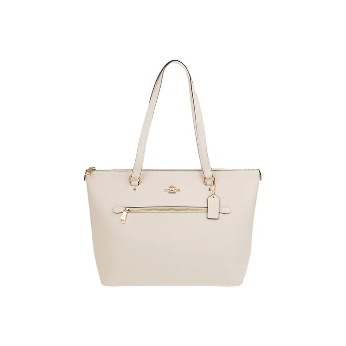 COACH Gallery Крестообразная текстура Коровья кожа Тоут Сумка Сумка для покупок Сумка Сумка через плечо Женская Белая