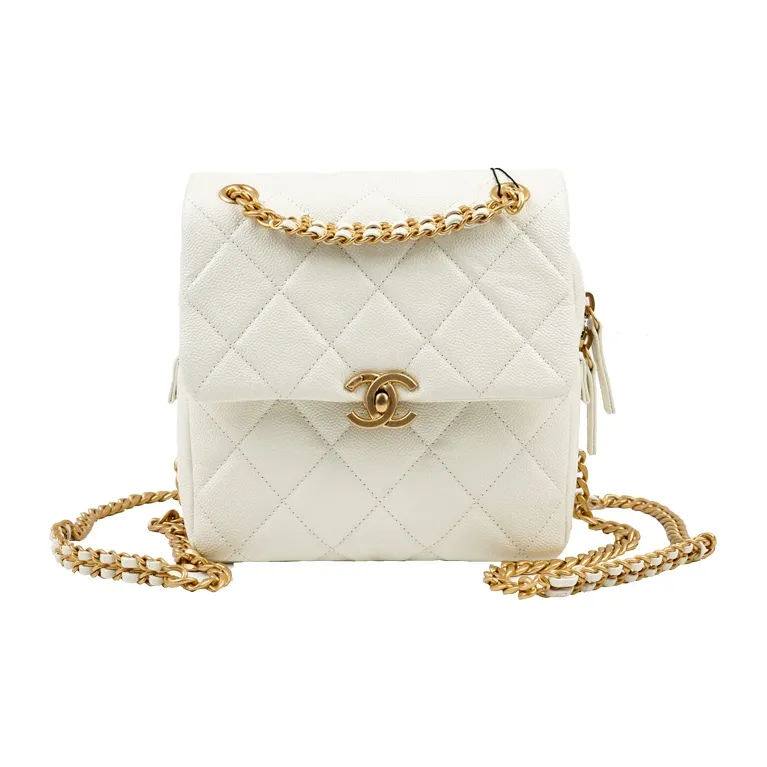 CHANEL 22P Cow Leather Backpack Women's White