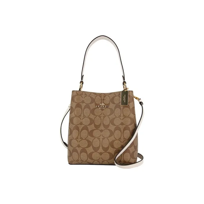 COACH Town Canvas With Leather Bucket Bag Handbag Shoulder Bag Crossbody Bag Women's Brown Monogram