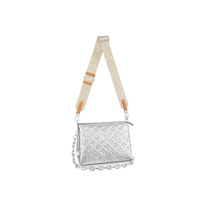 LOUIS VUITTON Sheepskin Pillow Bag, Baguette Bag, Shoulder Bag, Portable Crossbody Bag, Shoulder Bag Women's Silver