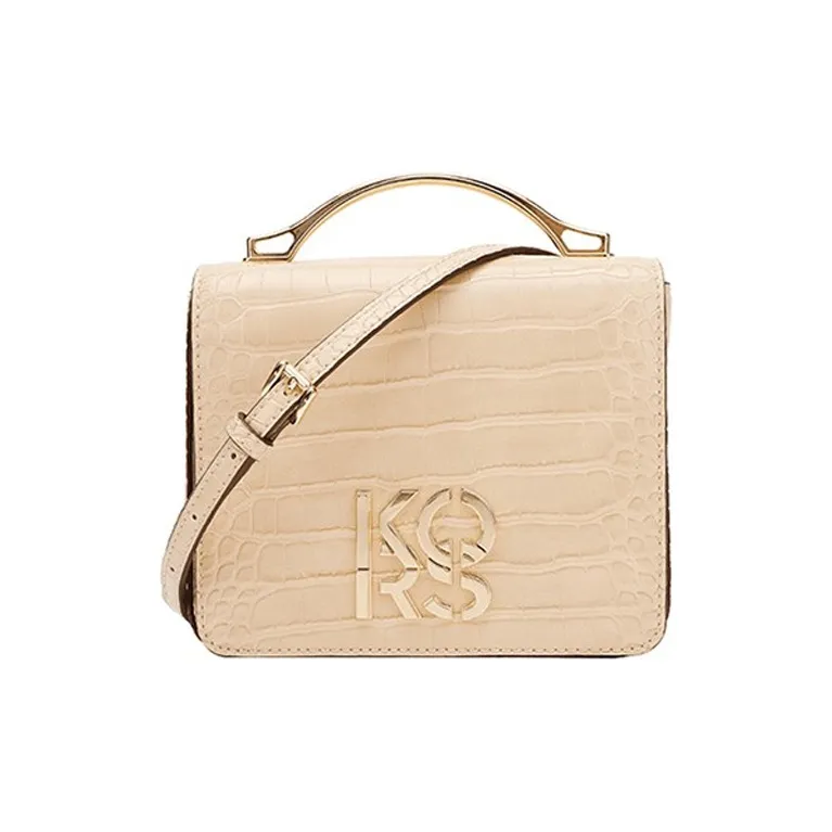 MICHAEL KORS MK Kors' Crocodile Embossed Cow Leather Handbag, Crossbody Bag Medium Size Women's Milk Tea