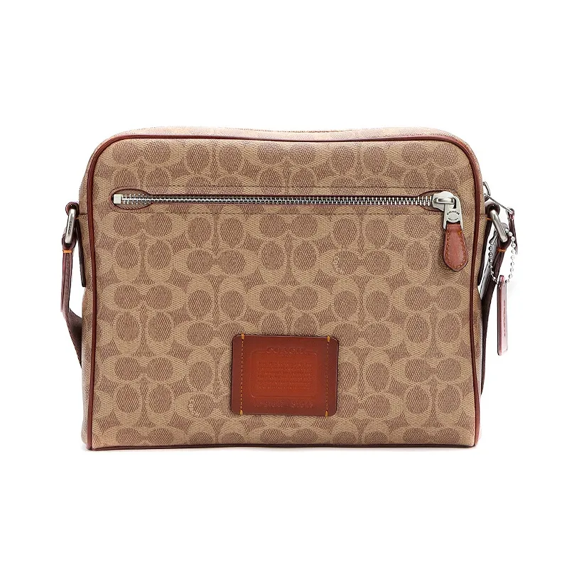 COACH Metropolitan Покрытый холст с телячьей кожей Camera Сумка Квадратная сумка Деловая сумка Сумка через плечо Большая