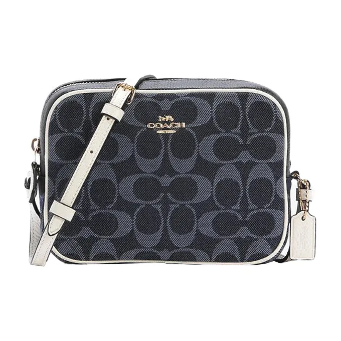COACH Camera Canvas With Leather Camera Bag, Shoulder Bag, Rosa bag Croco Mini Women's Monogram Denim Blue