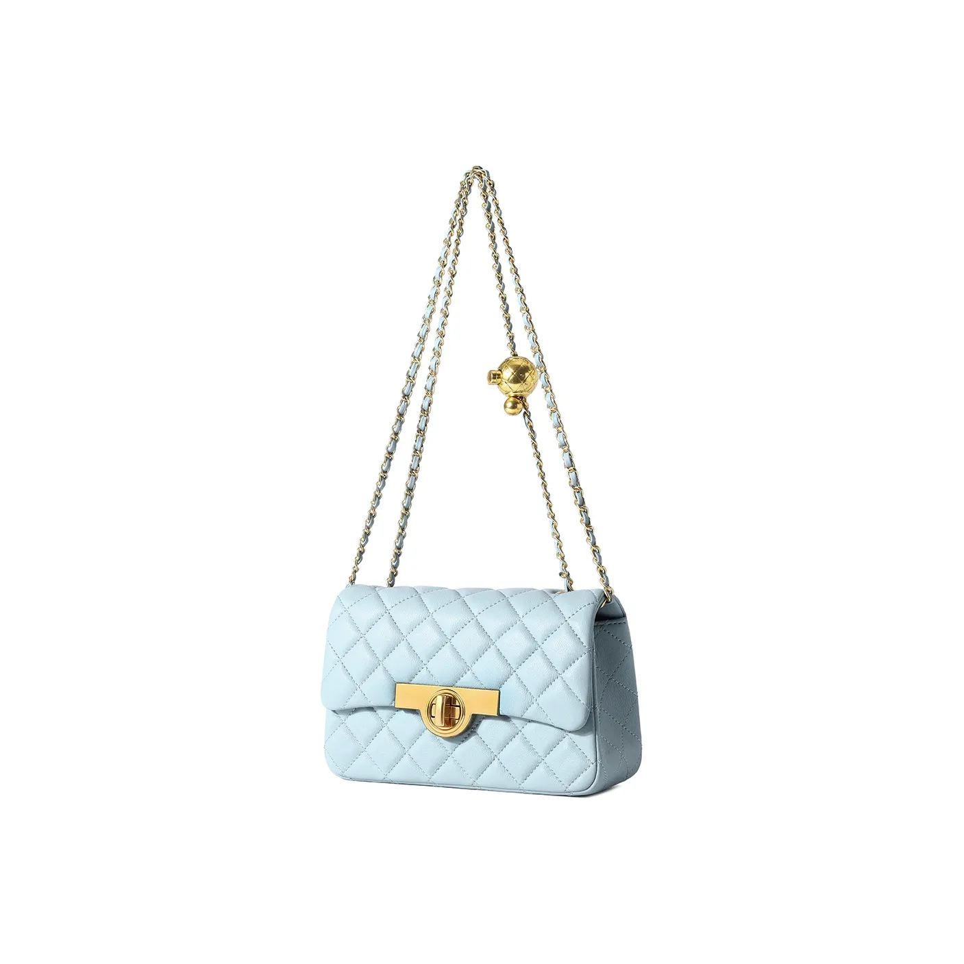 Miss Kung Lambskin Crossbody Bag Small Size Women's Light Blue