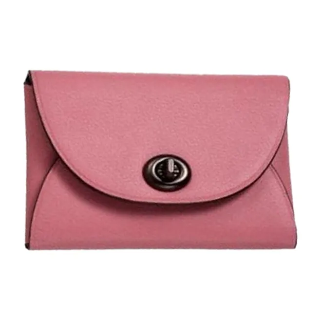 COACH Card Case Calfskin Card Holder Women's Pink