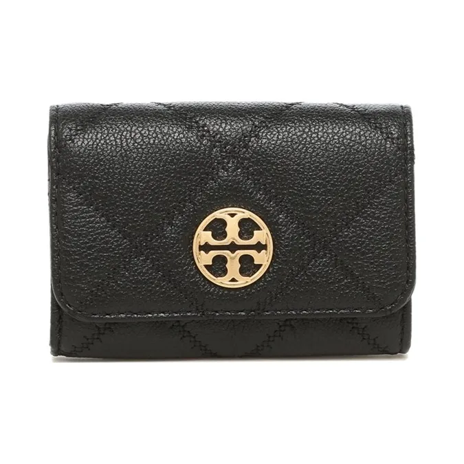 TORY BURCH TB Willa Leather Business Card Holder, Wallet Card Holder Regular Women's Black