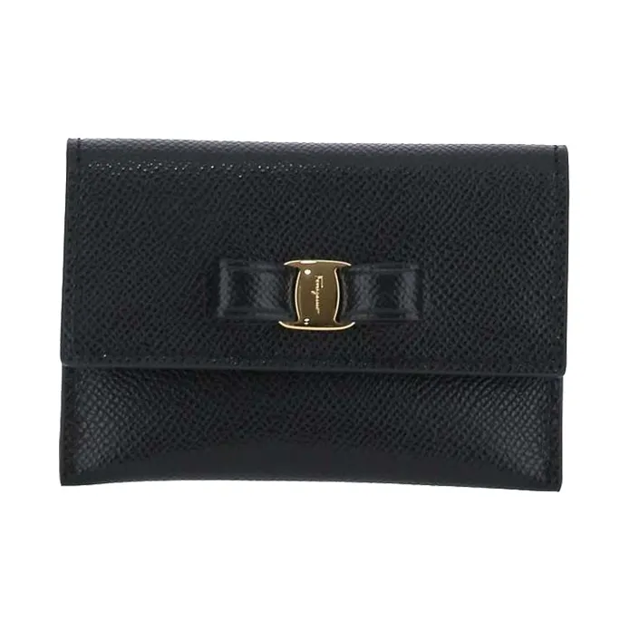 FERRAGAMO Leather Wallet Women's Black