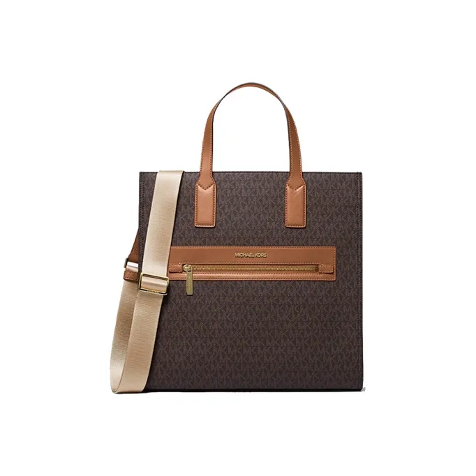 MICHAEL KORS Kenly Canvas Tote Bag, Shopping Bag, Handbag, Shoulder Bag Tubas Women's Acorn Brown