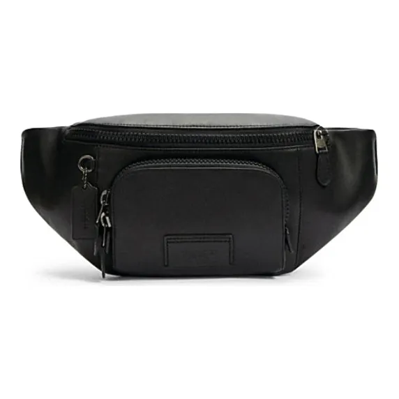 COACH Track Cow Leather Fanny Pack Large Size Men's Black