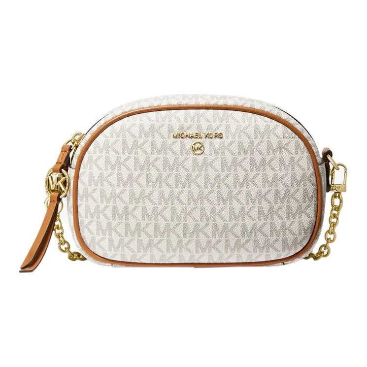 MICHAEL KORS Jet Set Charm Холст Сумка через плечо Маленькая Женская Ванильный Белый Желудевый Коричневый Многоцветный