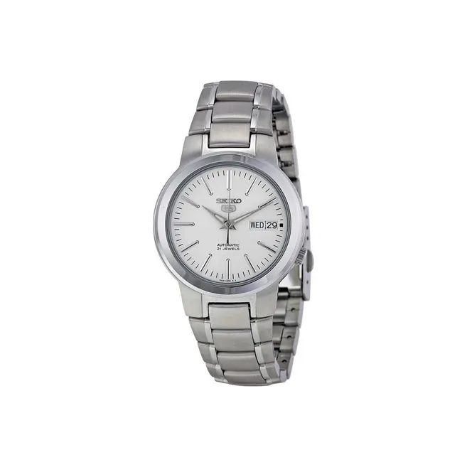 SEIKO Series 5 Mechanical Movement Stainless Steel Strap Watch Men's Watches White Dial SNKA01K1