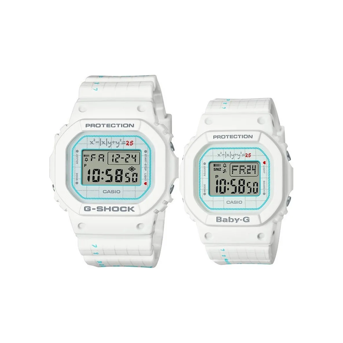 CASIO г Shock+Baby г Collection Кварцевый механизм Смольный ремешок Часы Женские Белый циферблат