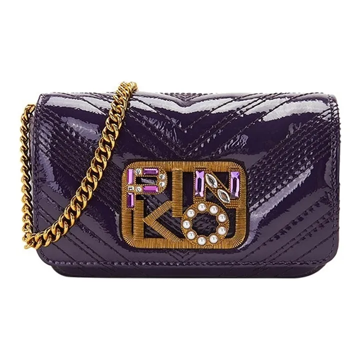 PINKO EXOTICS Cow Leather Chain Bag, Swallow Bag, Crossbody Bag, Shoulder Bag Women's Purple