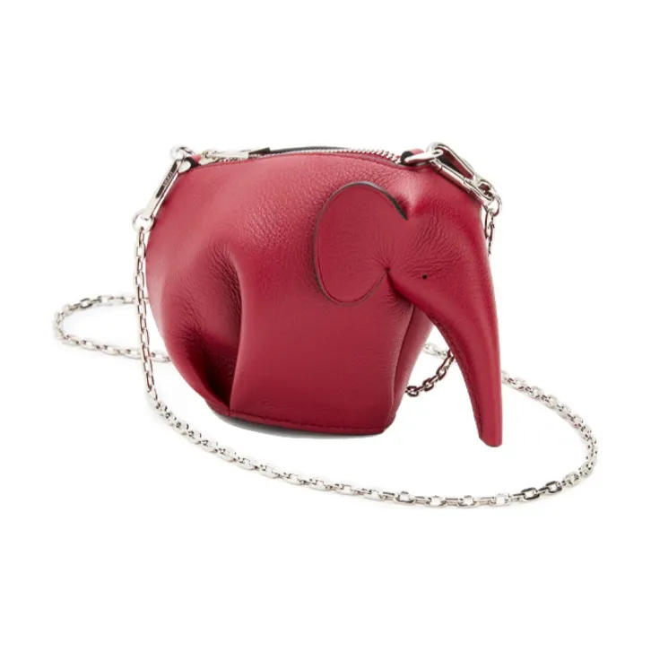 LOEWE Cow Leather Little Elephant Bag, Handheld Shoulder Bag, Crossbody Bag Women's Red