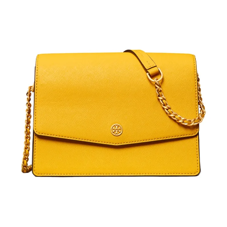 TORY BURCH Robinson Ткань с кожаными вставками Сумка Сумка через плечо Сумка через плечо Женская Желтая